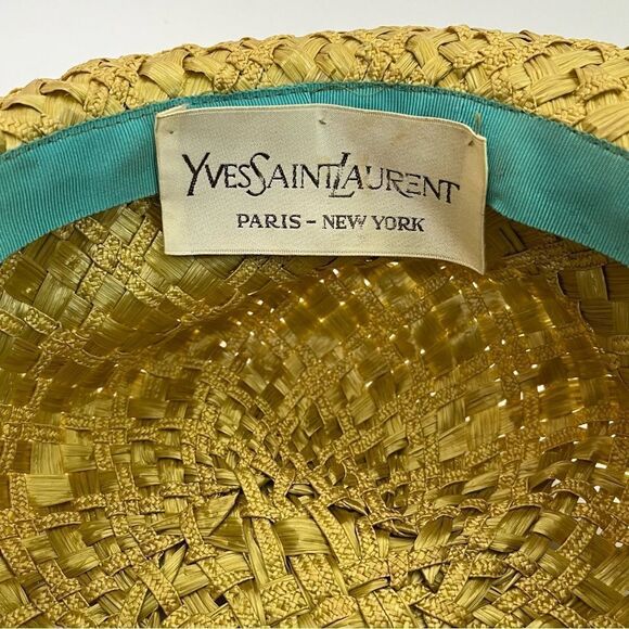 Vintage 60s YSL Yves Saint Laurent Straw Raffia Basket Weave Paris Chic Brim Hat main image 8